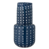 Bloomingville Mayim Blumenvase in Blau aus Glas 17x35cm Glasvase mit weißen Punkten