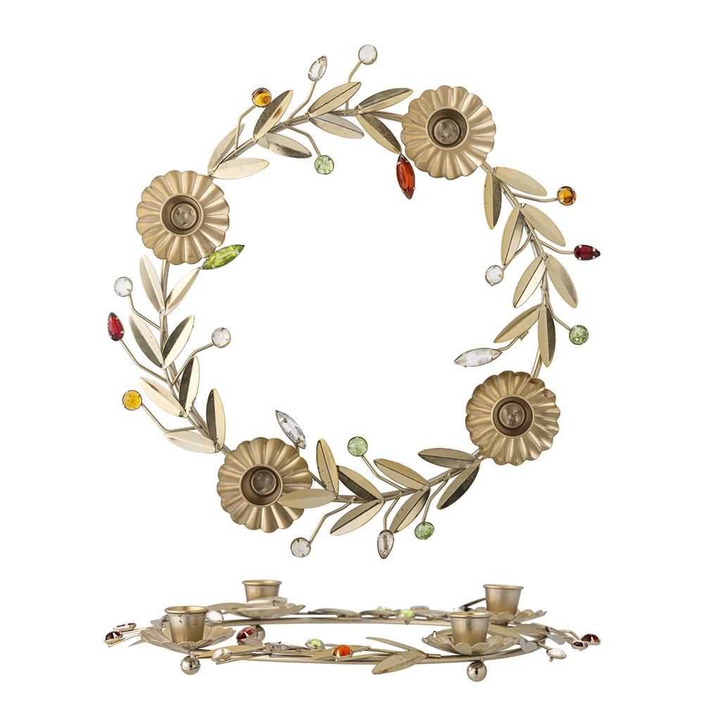 Bloomingville Shankar Adventskerzenständer Gold Metall Adventskranz 31 cm