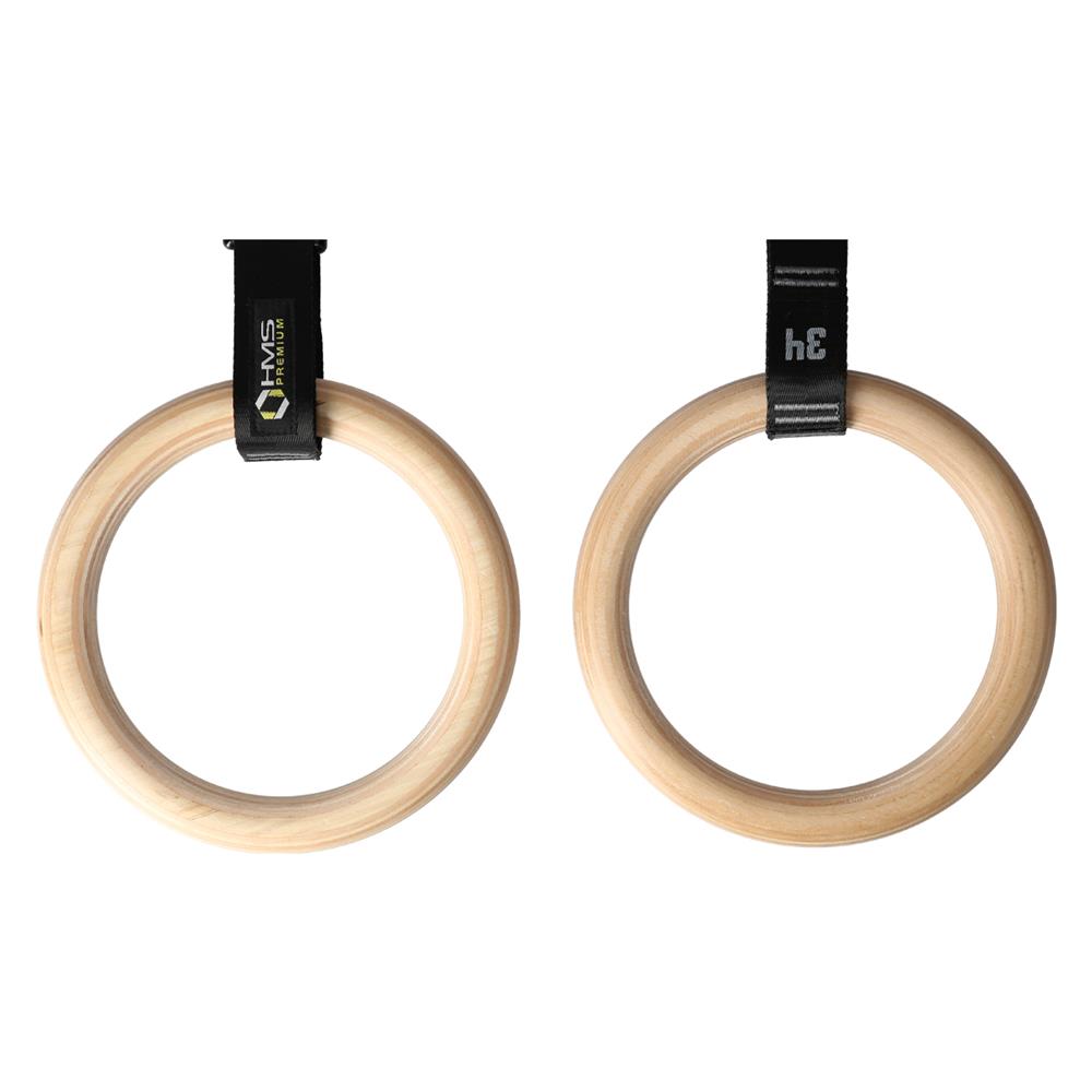 HMS Premium TX08 Holz Turnringe mit Gurten und Karabinern bis 200 kg
