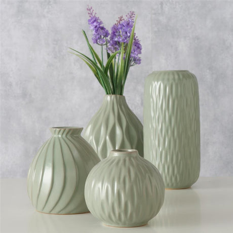 BOLTZE Vase Zalina 4er Set Keramik Grün Matt