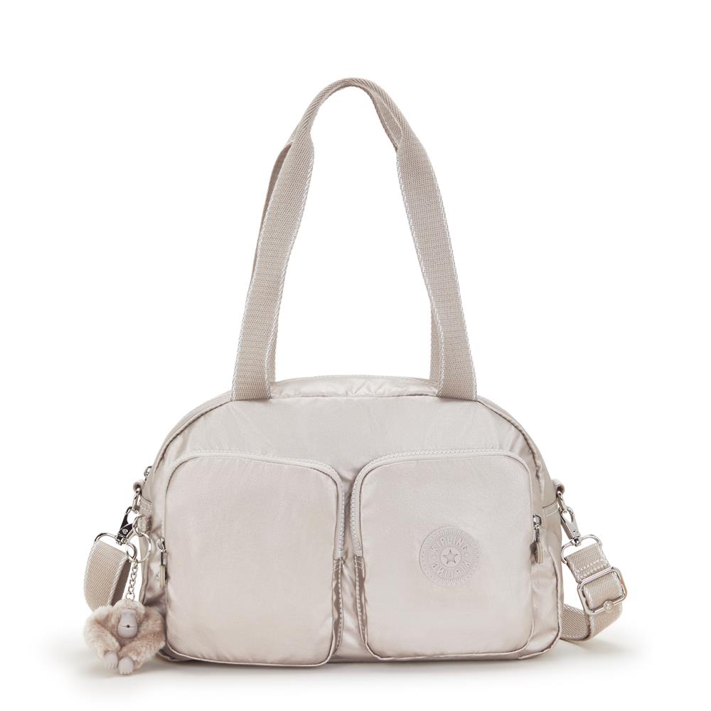 Kipling COOL DEFEA, Mittelgroße Schultertasche, Metallic Glow (beige), Umhängetasche