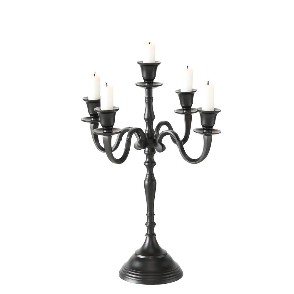 BOLTZE Kerzenleuchter Victoria Schwarz Aluminium 40 x 30 cm für 5 Kerzen