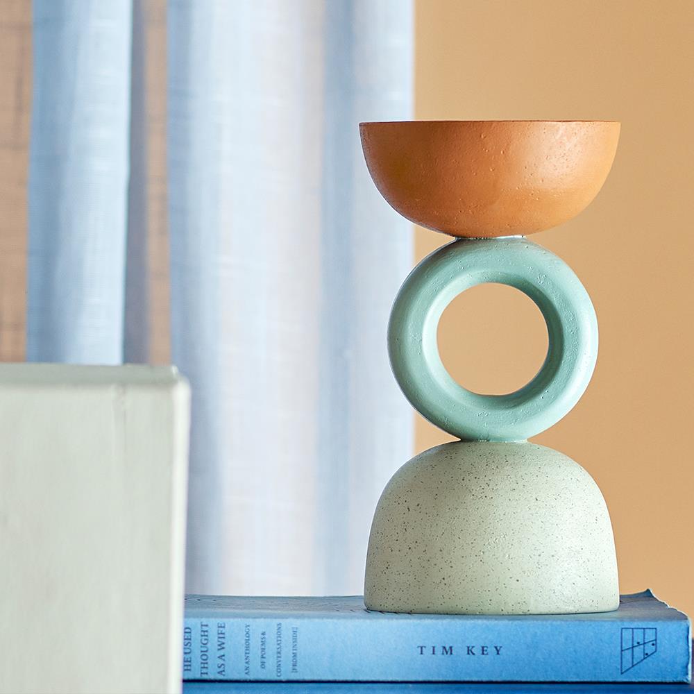 Bloomingville Loretta Teelichthalter, Orange, Polyresin – grafisches Design für dein Zuhause