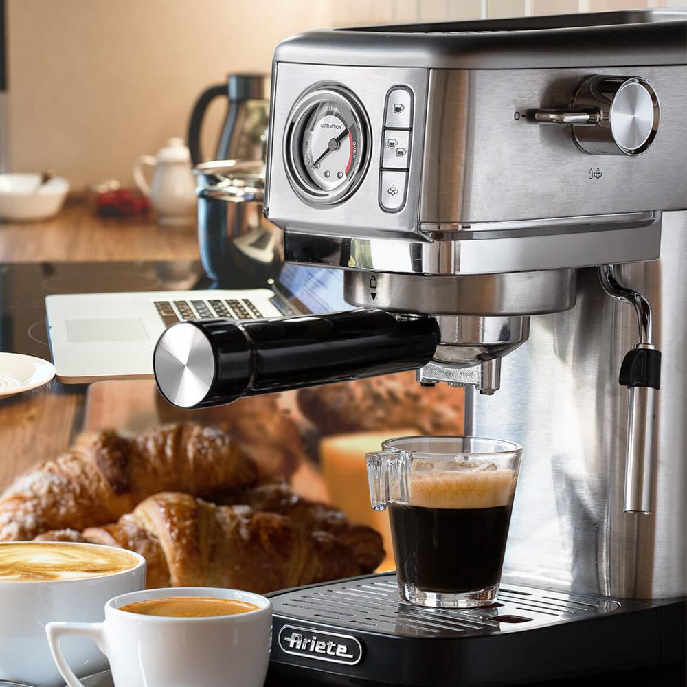 Ariete Espressomaschine, Silber, Siebträgermaschine für Pulver und ESE-Pads