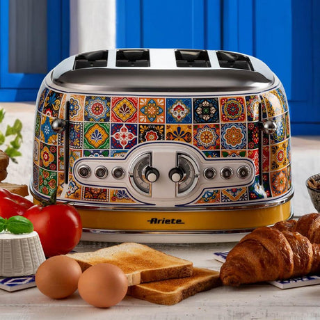 Ariete Positano Toaster, Mediterranes Design, 4-Scheiben-Toaster mit 6 Bräunungsstufen