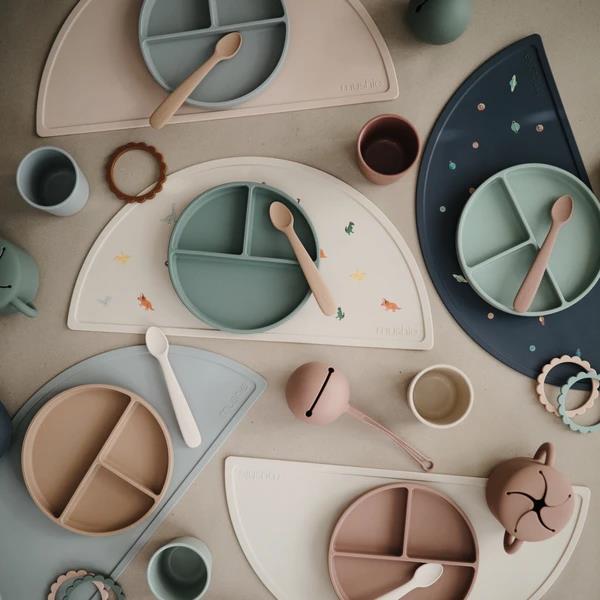 Mushie Silikon-Platzdeckchen, Stone, Tischset, BPA-frei
