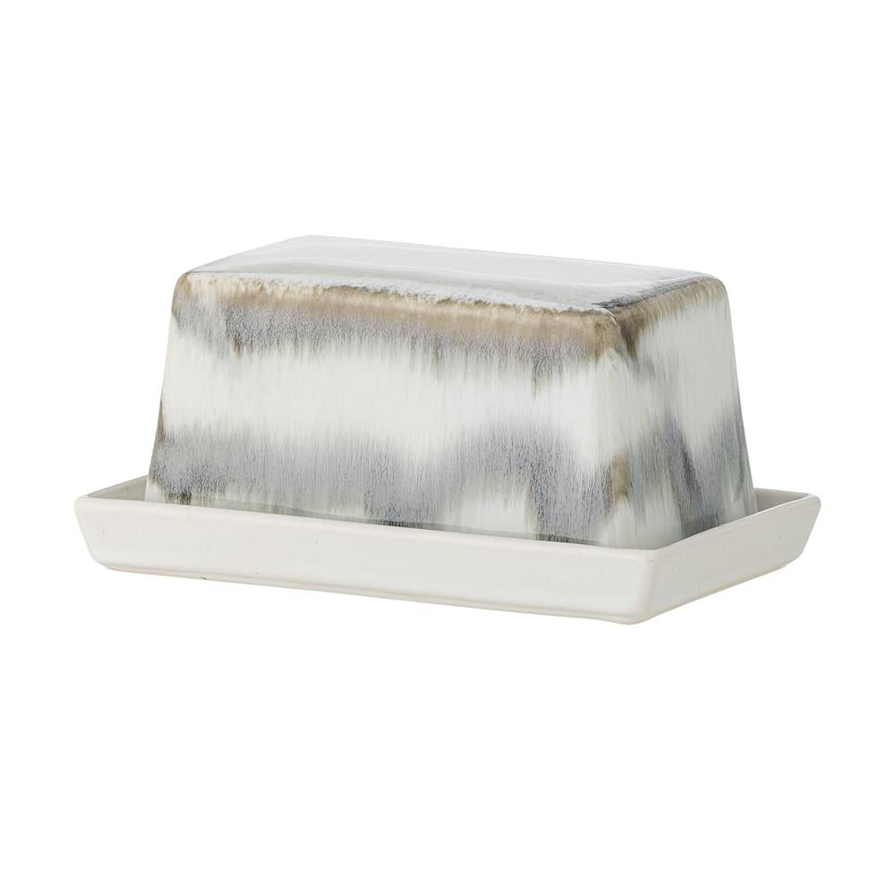 Bloomingville Paula Butterdose Grau Steingut mit Deckel