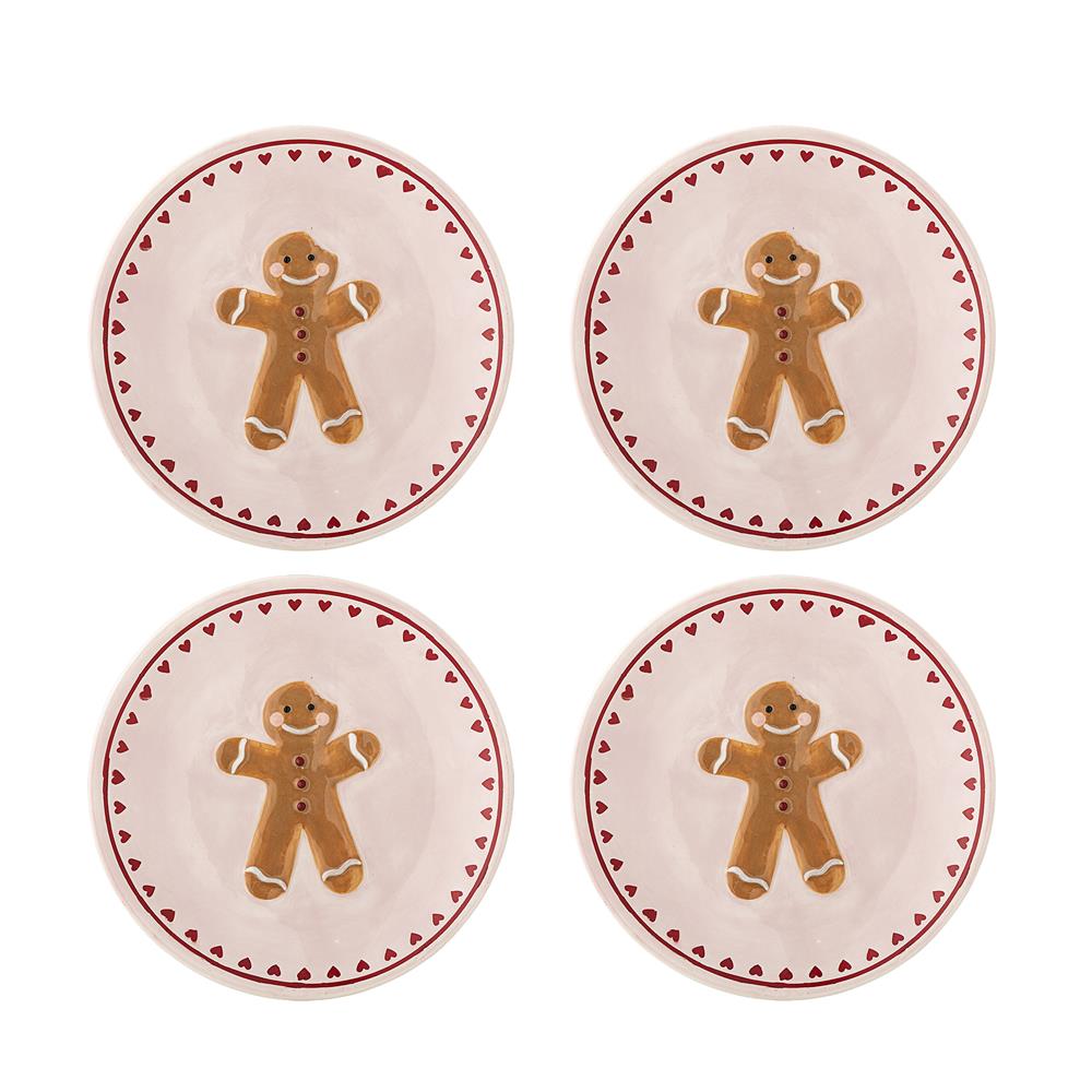 Bloomingville Binna Teller Rosa Steingut 4er Set Weihnachtsteller 16 cm