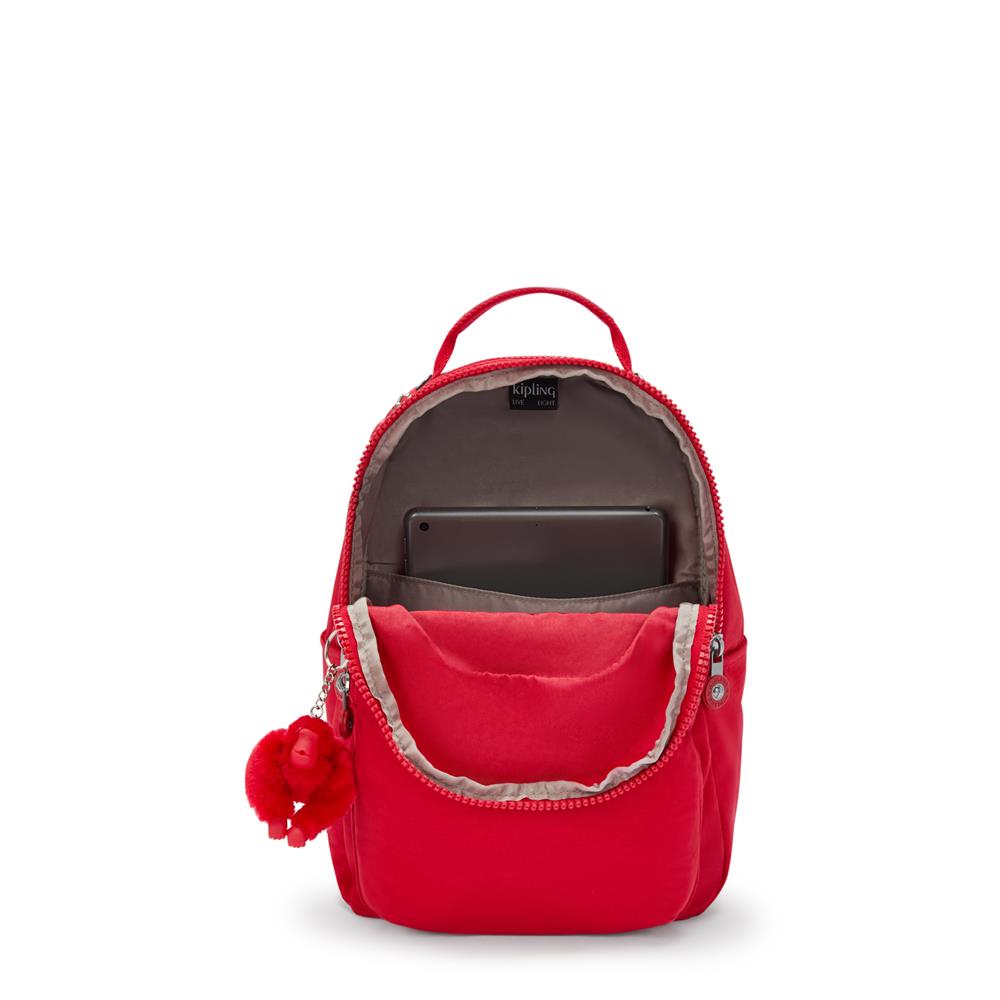 Kipling SEOUL S, Kleiner Schulrucksack mit 11-Zoll-Tabletfach, 14L, Red Rouge (rot)