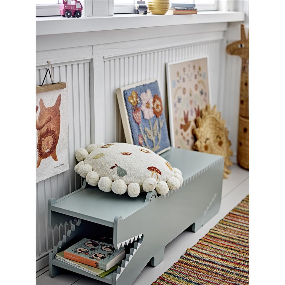 Bloomingville MINI Arnie Sitzbank, Grün, Krokodil, Kinderbank, mit Stauraum, dänisches Design