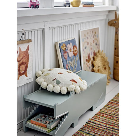 Bloomingville MINI Arnie Sitzbank, Grün, Krokodil, Kinderbank, mit Stauraum, dänisches Design