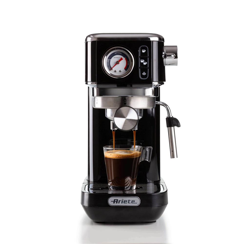 Ariete Moderna Espressomaschine Slim, Schwarz, Siebträgermaschine, 1-Tassen-Kaffeemaschine