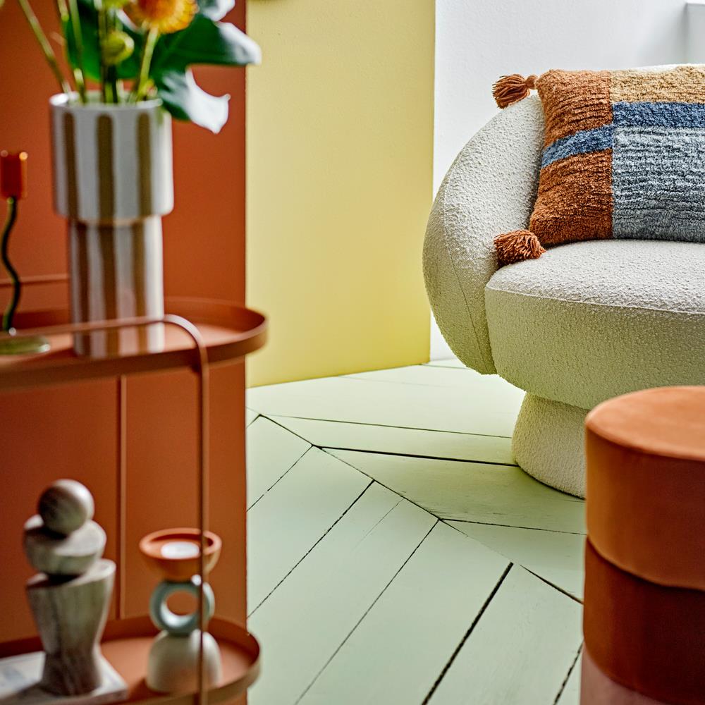 Bloomingville Bilbao Pouf Hocker Orange Polyester D37xH45 cm – vielseitiger Sitzpouf