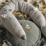 Bloomingville MINI Kissen Elinna Grau 35,5 cm Baumwolle Quasten Dekokissen Kuschelkissen dänisches Design