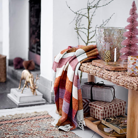 Bloomingville Lucilla Decke – Violettes Plaid aus Baumwolle mit Fransen