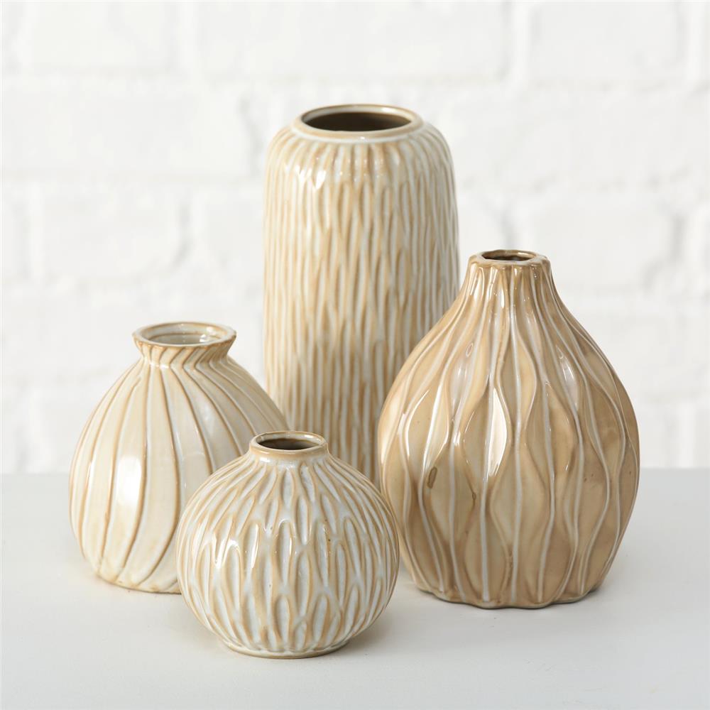 BOLTZE Vase Zalin 4er Set Cremeweiß Porzellan Wasserdicht