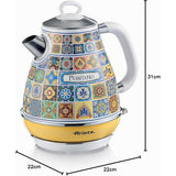 Ariete Positano Wasserkocher, Mediterranes Design, 1,7L Edelstahlkessel, 2200W