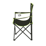 NILS CAMP Campingstuhl Schwarz-Limettengrün - klappbarer Klappstuhl mit Becherhalter für Camping & Garten