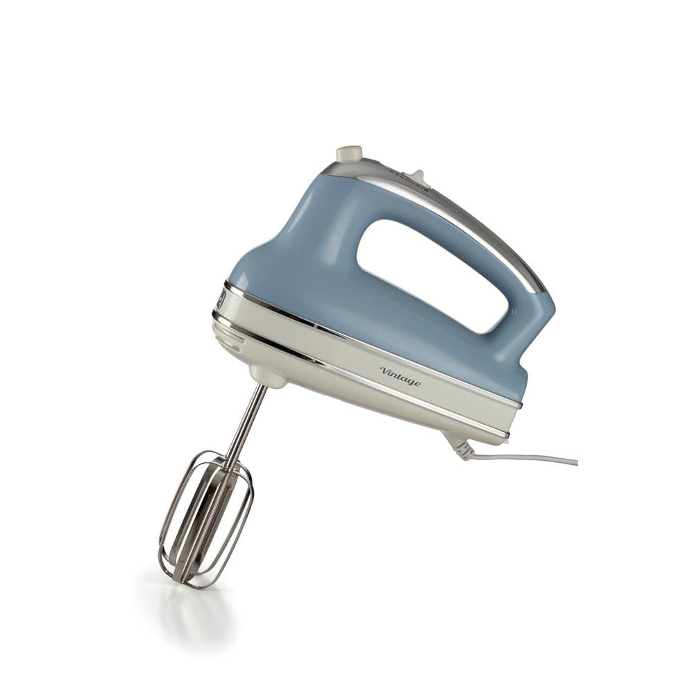 Ariete Vintage Handmixer, Blau, Elektrischer Mixer 450W, 5 Stufen Turbo, Schneebese, Knethaken