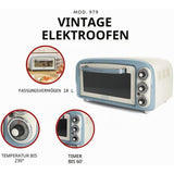 Ariete Vintage Mini Backofen, Blau, 18L Elektrobackofen im Retro-Design, 1380W, 230°C