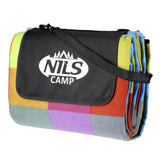 NILS CAMP Picknickdecke Bunt karriert 250x200 cm - große Outdoor Decke für Strand, Garten & Camping