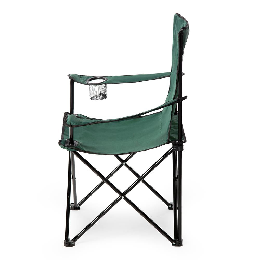 NILS CAMP Campingstuhl Grün - klappbarer Klappstuhl mit Becherhalter für Camping & Garten