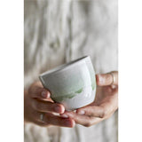 Bloomingville Paula Becher, Weiß/Grün, 195ml, Steingut, dänisches Design