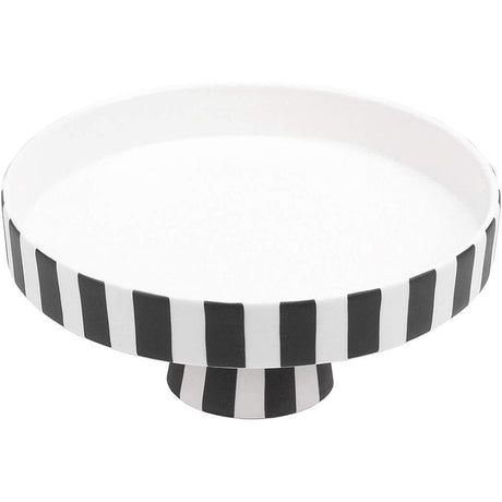 OYOY Toppu Tablett - 20x9 cm, Schwarz/Weiß gestreift - als Tortenständer, Tortenplatte, Obstschale