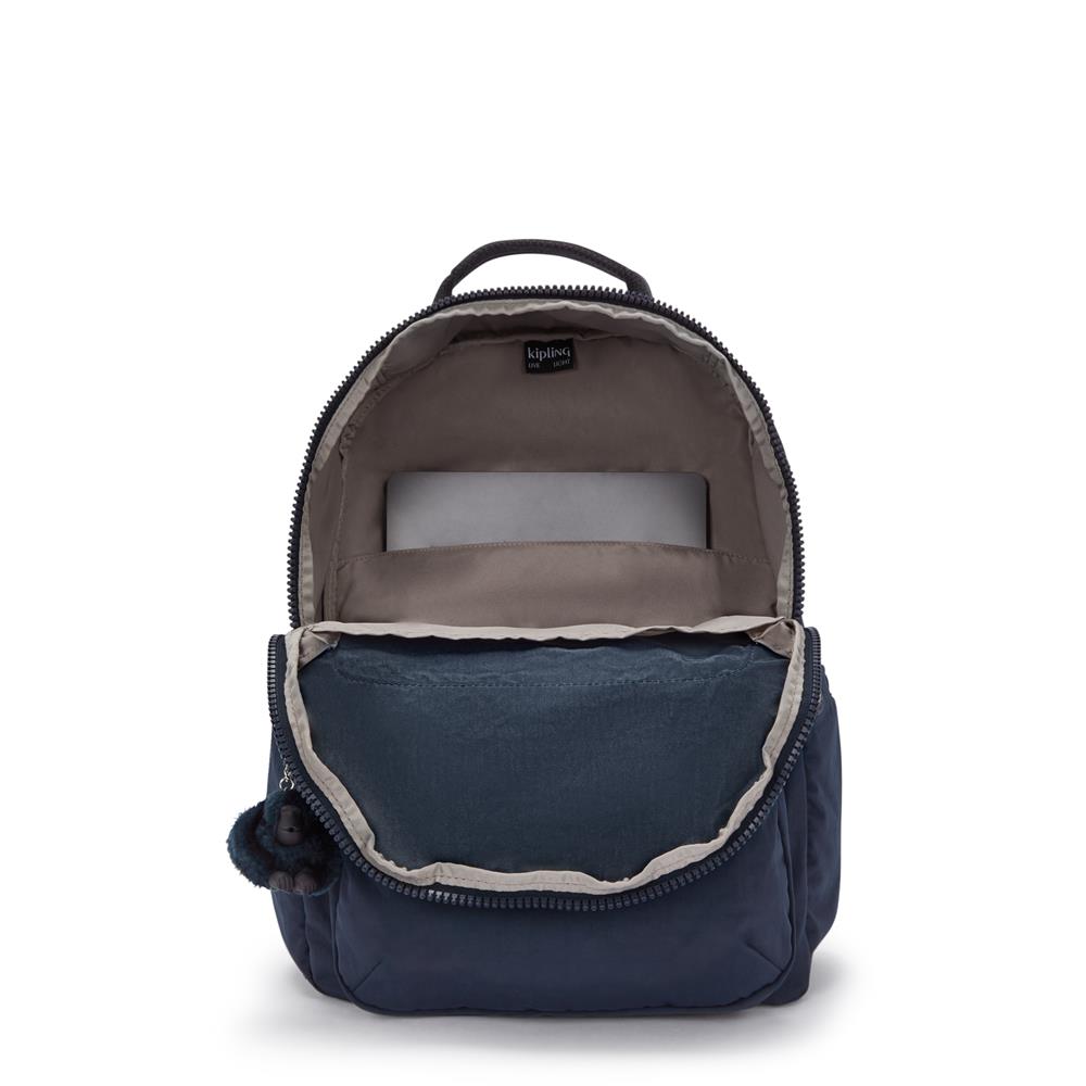 Kipling SEOUL L, Großer Rucksack, Blue Bleu 2 (blau), 27L, mit 15-Zoll-Laptopfach