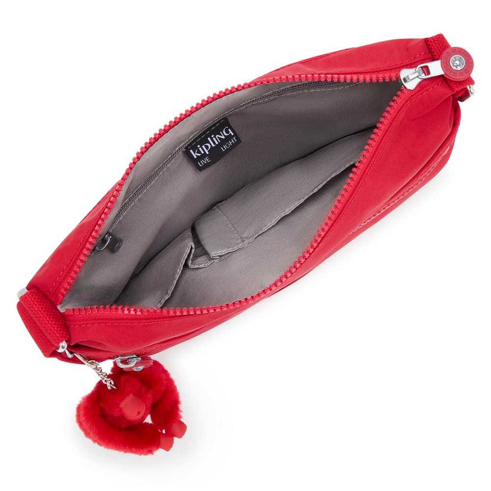 Kipling ARTO M, Mittelgroße Umhängetasche, Red Rouge (rot), Schultertasche mit Reißverschluss