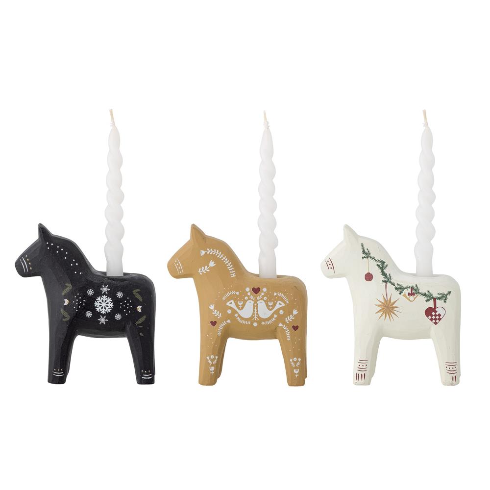 Bloomingville Siffer Kerzenhalter Pferd, Braun, 3er Set Weihnachtsdeko