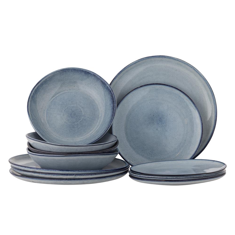 Bloomingville Sandrine Geschirrset Blau Steingut 12-teilig – blaues Keramikset