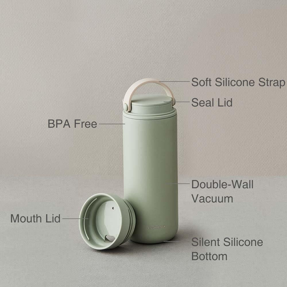 LocknLock Thermobecher mit Silikongriff, Mint, 475ml, Edelstahl