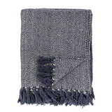 Bloomingville Herringbone Decke Blau Baumwolle Wohndecke 160x130cm