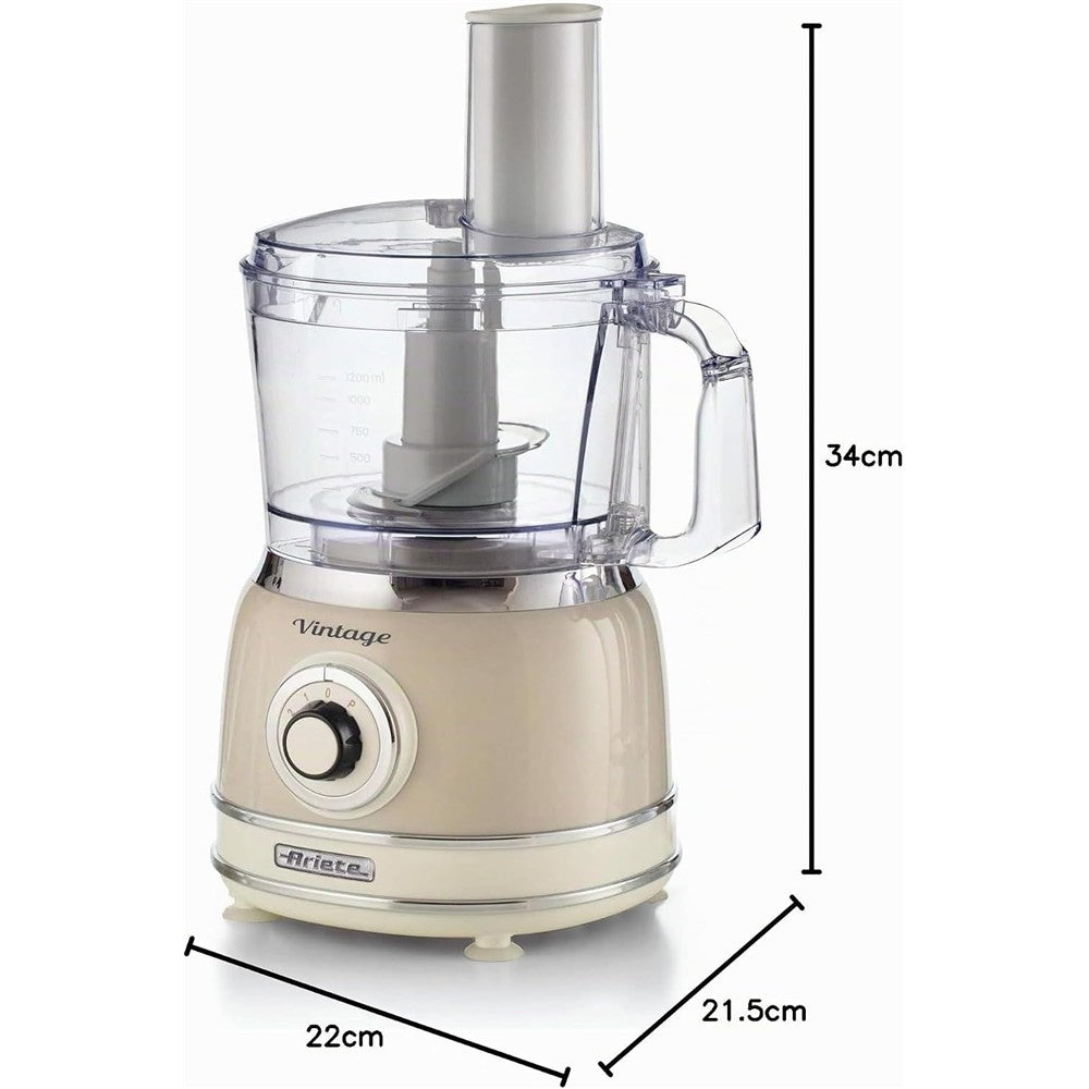 Ariete Vintage Multifunktions-Küchenmaschine, Beige, 2,1L, 1000W, Universalküchenmaschine