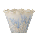Bloomingville Bertha Blumentopf – Steingut in Blau-Beige mit gewelltem Rand, Ø14 cm