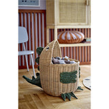 Bloomingville MINI Eddi Aufbewahrungskorb, Dinosaurier, Spielzeugkiste aus Rattan, dänisches Design