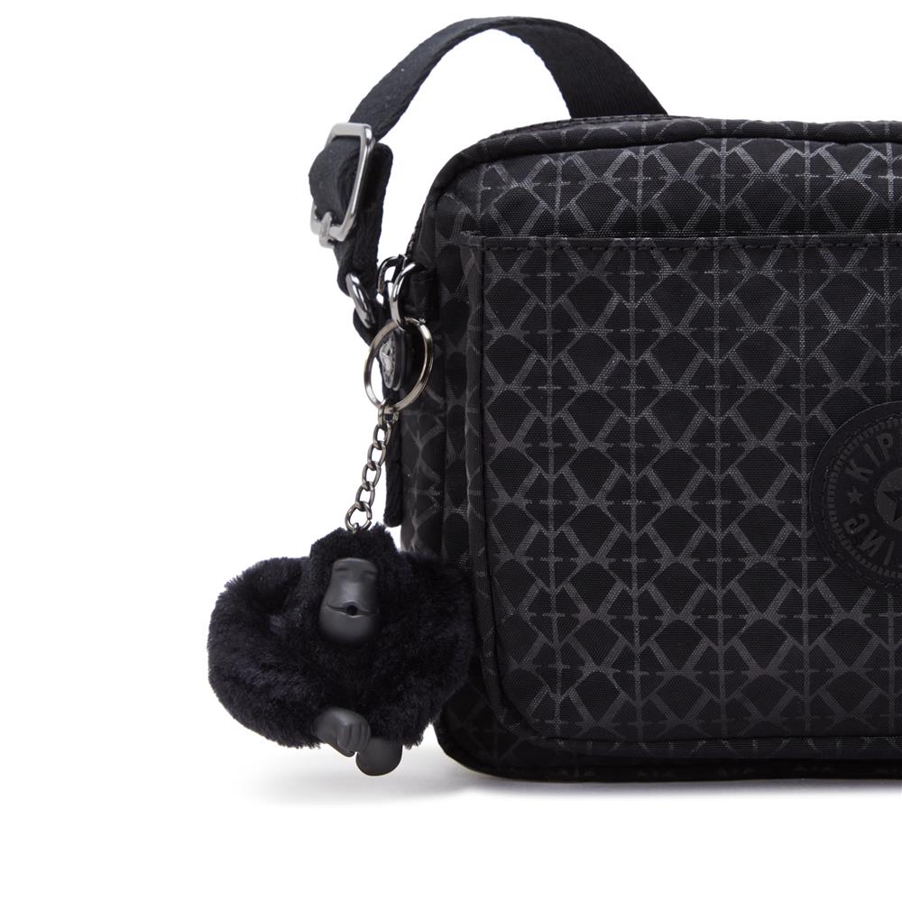Kipling ABANU M, Mittelgroße Umhängetasche, Signature Emb (schwarz), 4L, Schultertasche