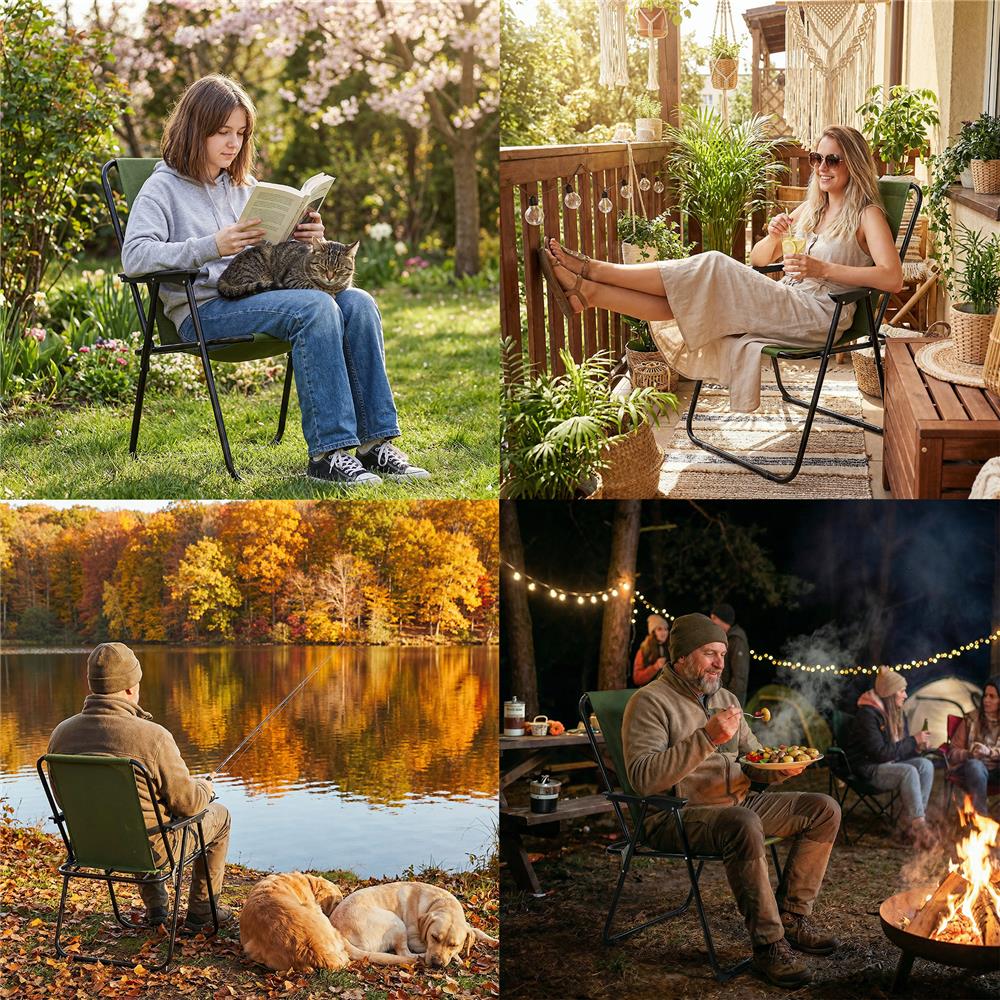 NILS CAMP klappbarer Campingstuhl in Grün - stabiler Outdoor Stuhl für Camping, Garten & Angeln