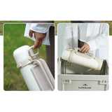 LocknLock Thermoskanne 1,8 L Schwarz, Becher, Edelstahl, Tragegurt, Auslaufsicher