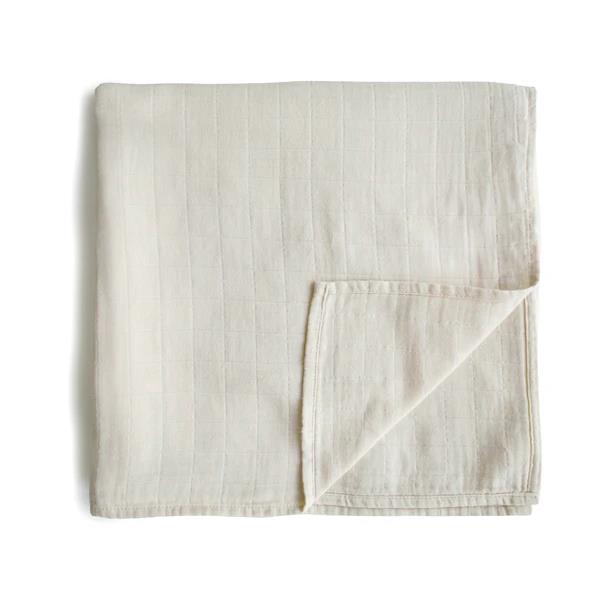 Mushie Musselin-Baby-Wickeldecke, Fog, Pucktuch aus 100% Bio-Baumwolle