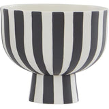 OYOY Toppu Schale - 15x13 cm, Schwarz/Weiß gestreift - vielseitig als Obstkorb, Blumentopf, Vase