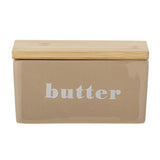 Bloomingville Hanyu Butterdose aus Steingut in Braun mit Bambusdeckel im dänischen Design