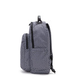 Kipling SEOUL L, Großer Schulrucksack mit 15-Zoll-Laptopfach, 27L, Signature Print (schwarz)