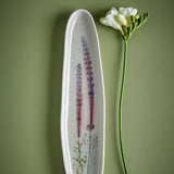 Bloomingville Bea Servierplatte, Natur, 35,5x8cm, Steingut, mit Blumenmotiv, dänisches Design