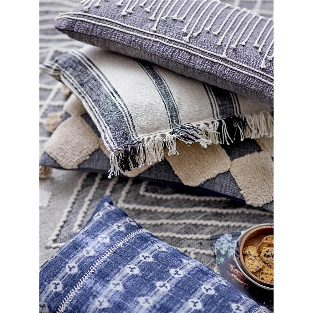 Bloomingville Elona Kissen, in Grau, aus Baumwolle, 60x30 cm, mit Dekoration aus dicken Schnüren