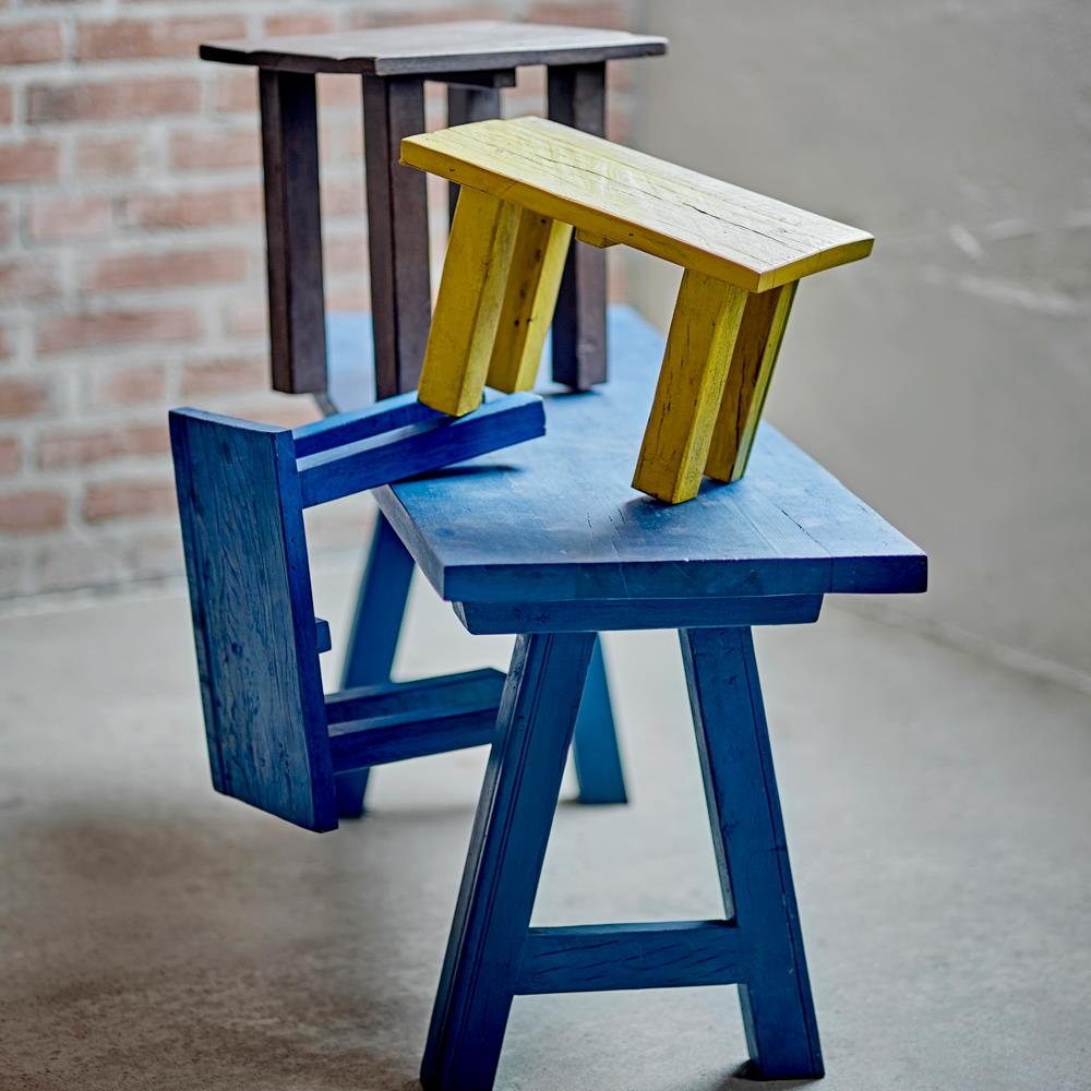 Bloomingville Porir Bank blau - Holzbank Sitzbank modern mit massivem Design für Flur & Wohnzimmer