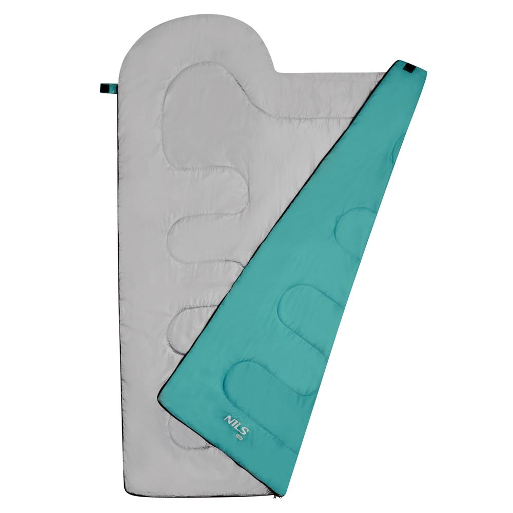 NILS CAMP Schlafsack Größe L Grün-Grau - leichter Sommerschlafsack für Camping, Reisen & Outdoor