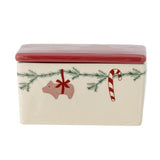 Bloomingville Yule Weihnachts Butterdose, Steingut 250 ml mit Deckel