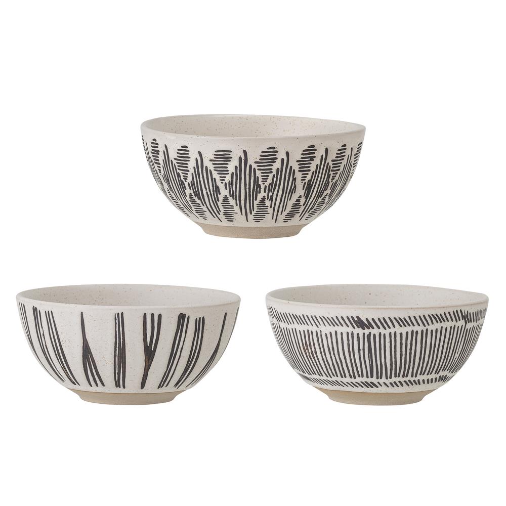 Bloomingville Eliana Schale 3er Set Schwarz Steingut Schüssel Dekoschale Dekoschüssel dänisches Design